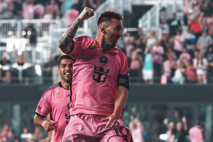 Niềm vui của Messi sau khi ghi bàn vào lưới Philadelphia Union